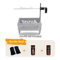 Auspit Compact Portable Camping Spit Rotisserie Package - Original - BUNDLE