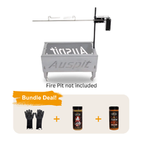 Auspit Compact Portable Camping Spit Rotisserie Package - Original - BUNDLE