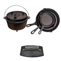 Cast Iron Cookware Combo with 8qt Camp Oven by Flaming Coals