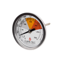 Small Flaming Coals Smoker BBQ Thermometer Gauge
