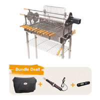 Flaming Coals  Deluxe Cyprus Grill Spit - Stainless Steel - Bundle
