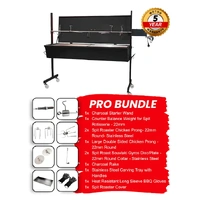 Warrior Pig Spit Roaster Black Lid - 60kg Capacity Pro Bundle | Flaming Coals