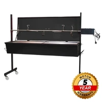 Warrior Pig Spit Roaster Black Lid - 60kg Capacity | Flaming Coals