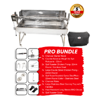 Flaming Coals 1500 Stainless Steel Spartan Spit Roaster Pro Bundle