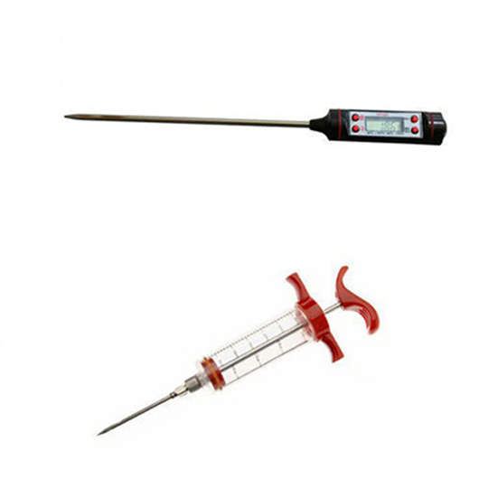 BBQ Utensils Pack- Meat thermometer, basting brush and injector