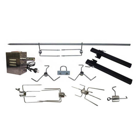 Flaming Coals DIY Spit Rotisserie Kit -The Works Stainless Steel